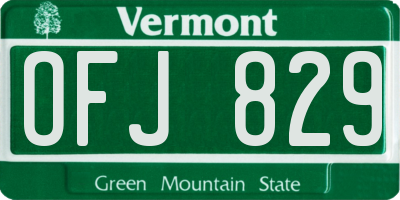VT license plate OFJ829