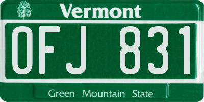 VT license plate OFJ831