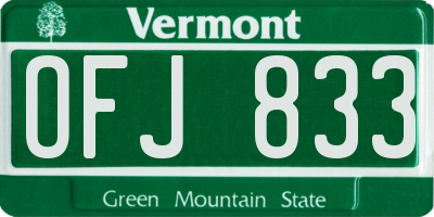 VT license plate OFJ833