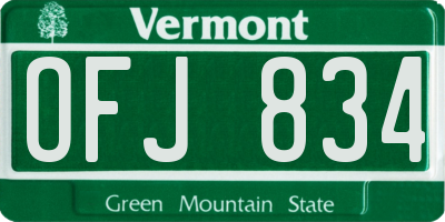 VT license plate OFJ834