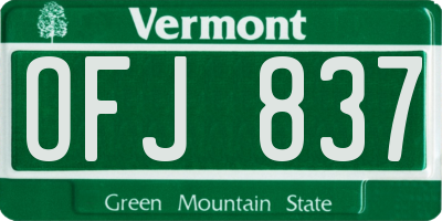 VT license plate OFJ837
