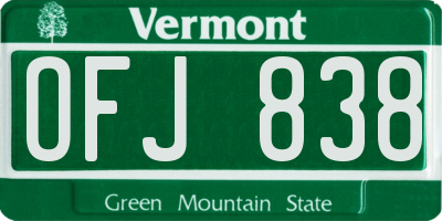 VT license plate OFJ838