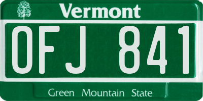 VT license plate OFJ841
