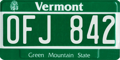 VT license plate OFJ842