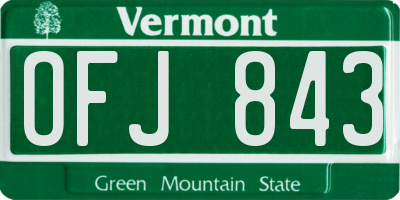 VT license plate OFJ843