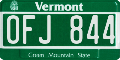 VT license plate OFJ844