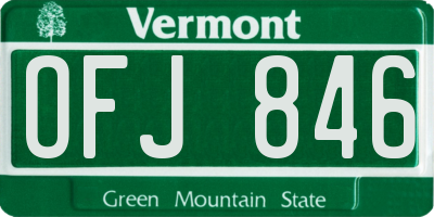 VT license plate OFJ846