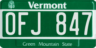 VT license plate OFJ847