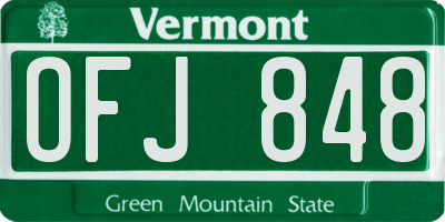VT license plate OFJ848