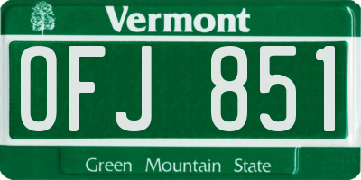VT license plate OFJ851