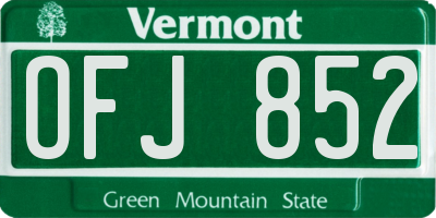 VT license plate OFJ852