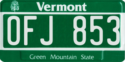 VT license plate OFJ853