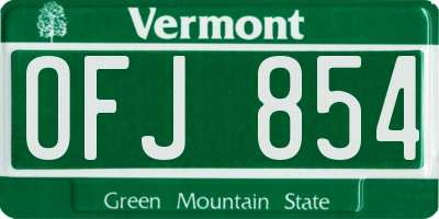 VT license plate OFJ854