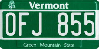 VT license plate OFJ855