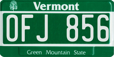 VT license plate OFJ856