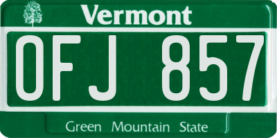 VT license plate OFJ857
