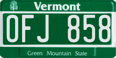 VT license plate OFJ858