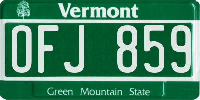 VT license plate OFJ859