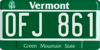 VT license plate OFJ861