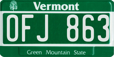 VT license plate OFJ863