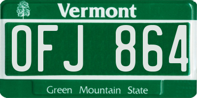 VT license plate OFJ864