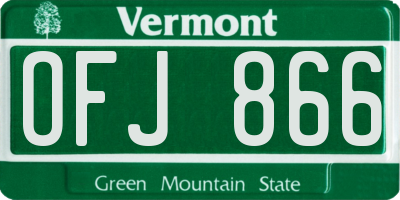 VT license plate OFJ866