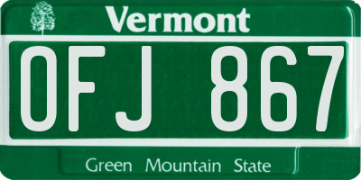 VT license plate OFJ867