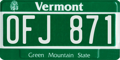 VT license plate OFJ871
