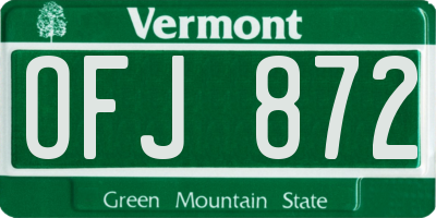 VT license plate OFJ872