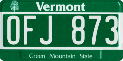 VT license plate OFJ873