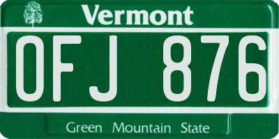 VT license plate OFJ876