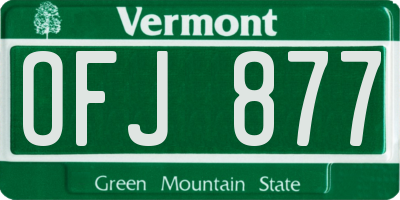 VT license plate OFJ877