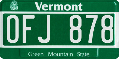 VT license plate OFJ878
