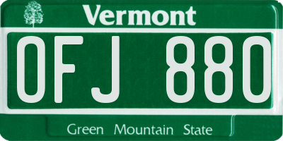 VT license plate OFJ880