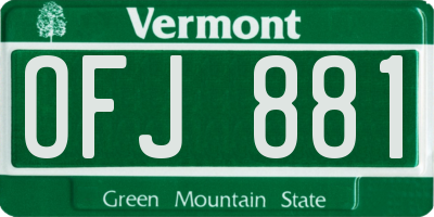VT license plate OFJ881