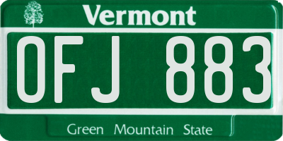 VT license plate OFJ883