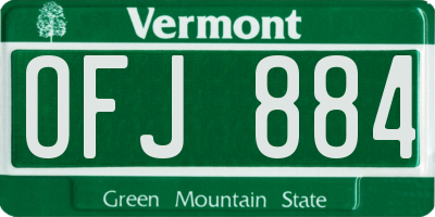 VT license plate OFJ884