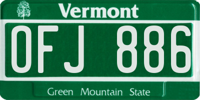 VT license plate OFJ886