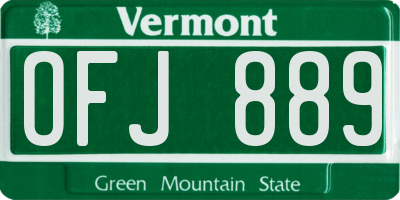 VT license plate OFJ889