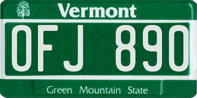 VT license plate OFJ890