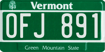 VT license plate OFJ891