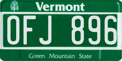 VT license plate OFJ896