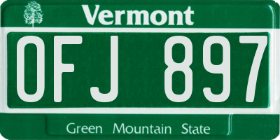 VT license plate OFJ897