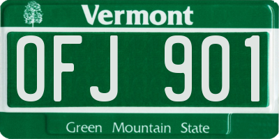 VT license plate OFJ901
