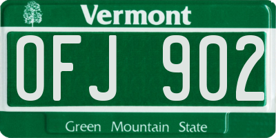 VT license plate OFJ902