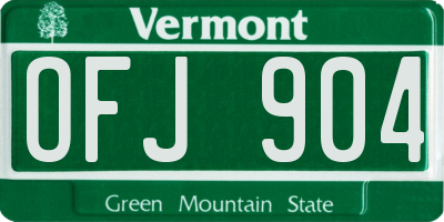 VT license plate OFJ904