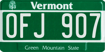 VT license plate OFJ907