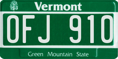 VT license plate OFJ910