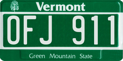 VT license plate OFJ911