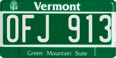 VT license plate OFJ913